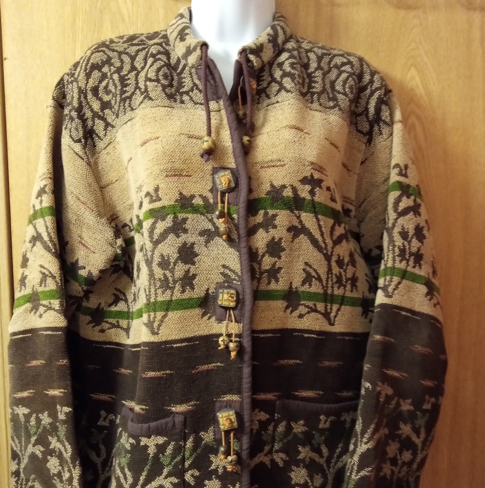 Women's Patterned Jacket - Brown and Green